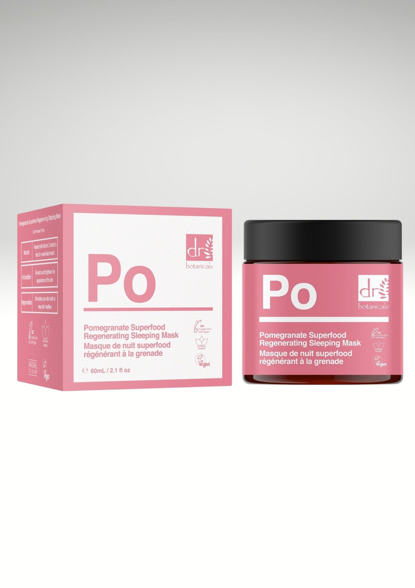 Masque de nuit 98,7% naturel superfood régénérant à la grenade Dr botanicals Gleamagain