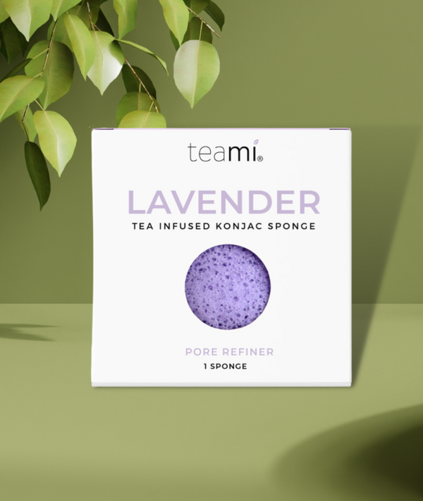 Éponge Konjac Naturelle Infusée au Thé à la Lavande - Soin Visage Naturel